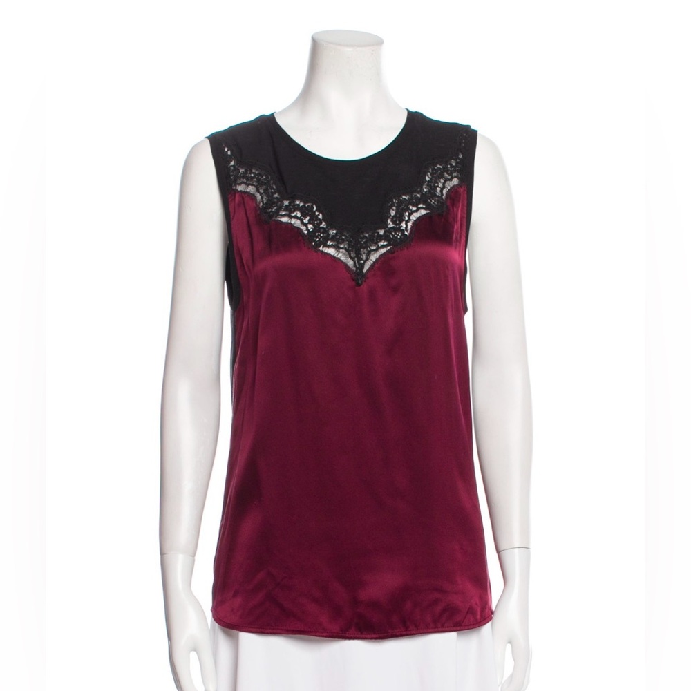 Sandro sleeveless silk & lace top Size XS